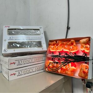 Vintage Christmas Blow Mold Teddy Bear String Light set of 10 3 boxes working